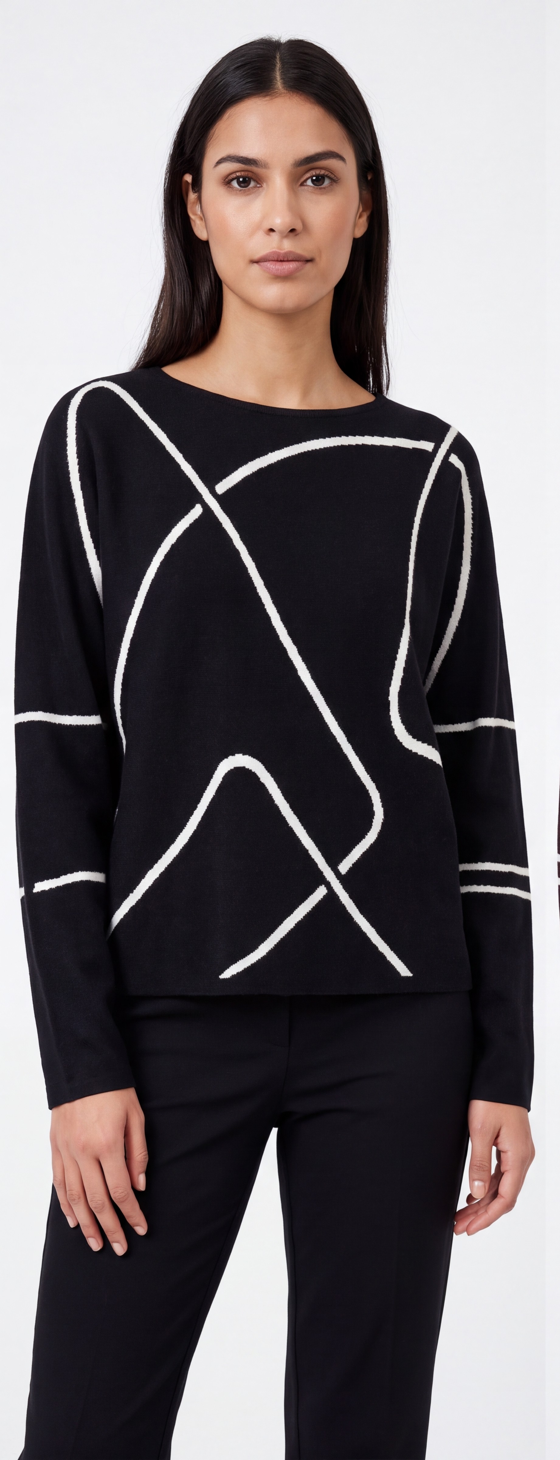 Dámsky pulóver s grafickým vzorom BROADWAY NYC FASHION BLACK Čierny s.WEAR 4